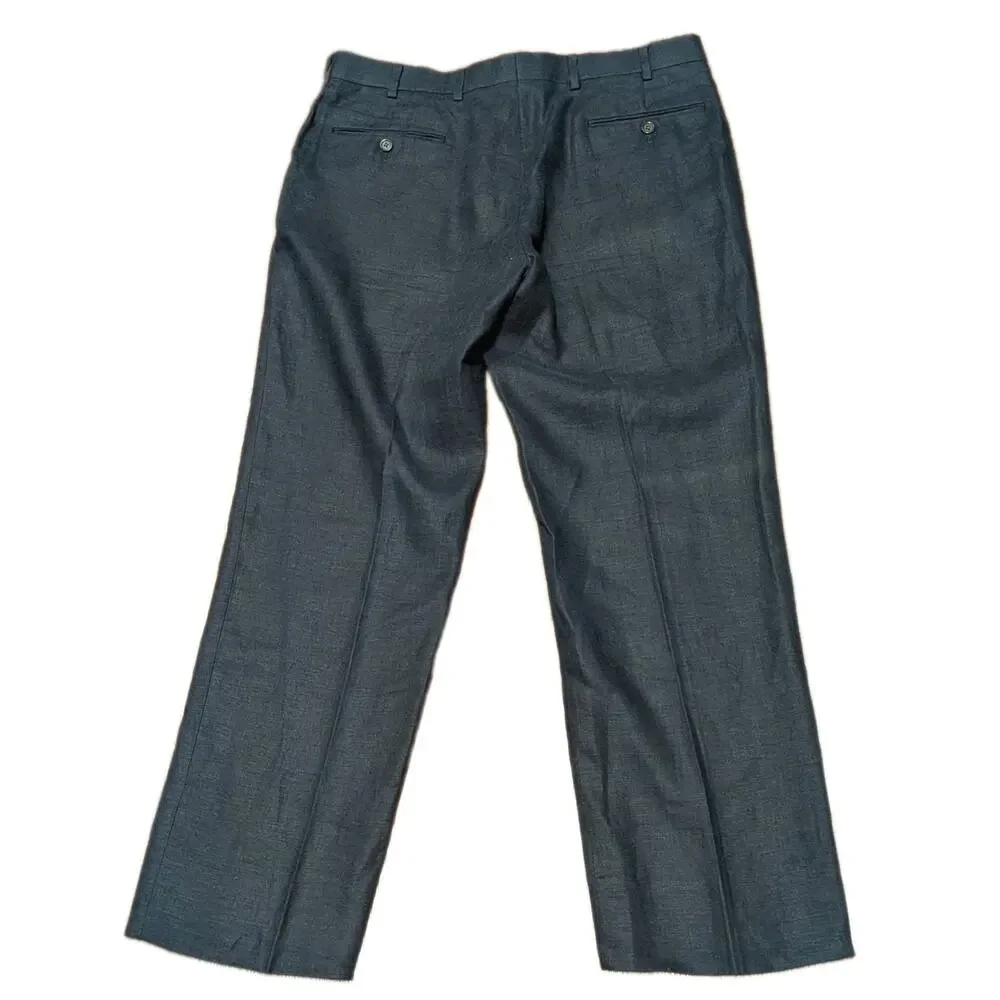 Brooks Brothers 1818 Madison 100% Linen Baird McNutt Dress Pants Men 36x30 Navy
